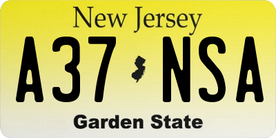 NJ license plate A37NSA