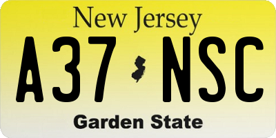 NJ license plate A37NSC