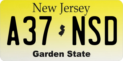 NJ license plate A37NSD