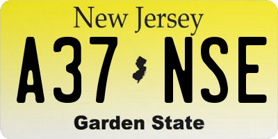 NJ license plate A37NSE