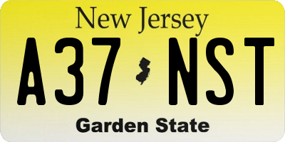 NJ license plate A37NST