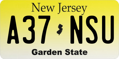 NJ license plate A37NSU