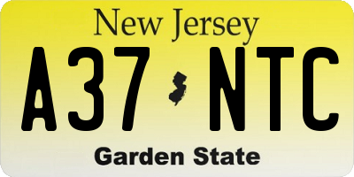 NJ license plate A37NTC