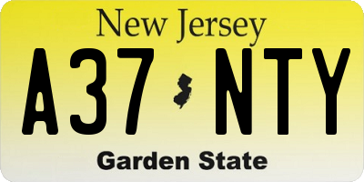 NJ license plate A37NTY