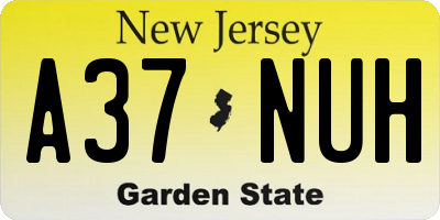 NJ license plate A37NUH