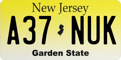 NJ license plate A37NUK