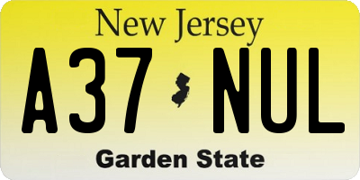 NJ license plate A37NUL