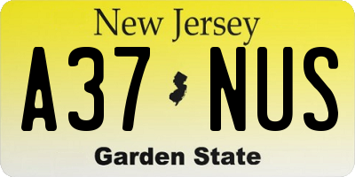 NJ license plate A37NUS