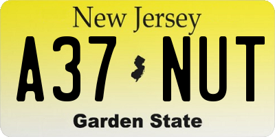 NJ license plate A37NUT