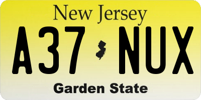NJ license plate A37NUX