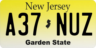 NJ license plate A37NUZ