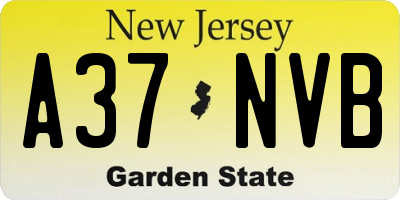 NJ license plate A37NVB