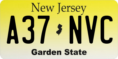 NJ license plate A37NVC