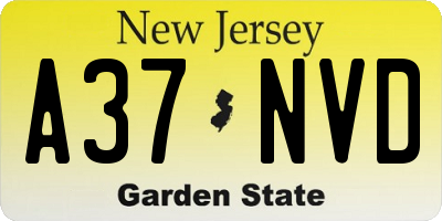 NJ license plate A37NVD