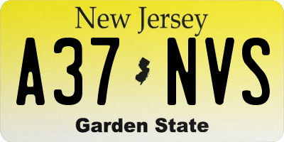 NJ license plate A37NVS