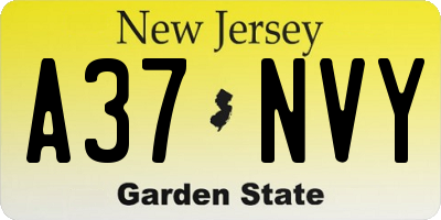 NJ license plate A37NVY