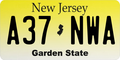 NJ license plate A37NWA