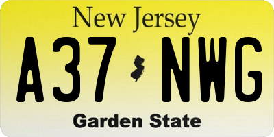 NJ license plate A37NWG