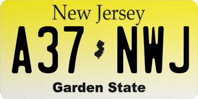 NJ license plate A37NWJ