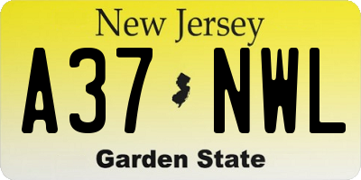 NJ license plate A37NWL