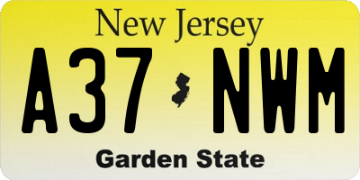 NJ license plate A37NWM