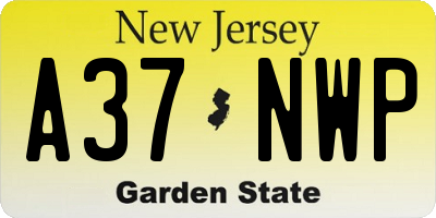 NJ license plate A37NWP