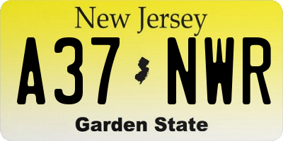 NJ license plate A37NWR