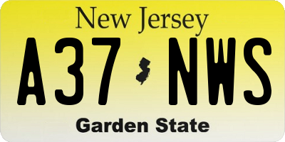 NJ license plate A37NWS