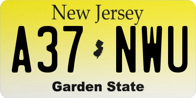 NJ license plate A37NWU