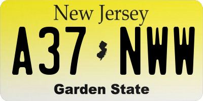 NJ license plate A37NWW