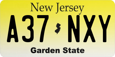 NJ license plate A37NXY