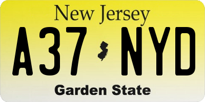 NJ license plate A37NYD