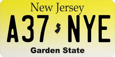 NJ license plate A37NYE