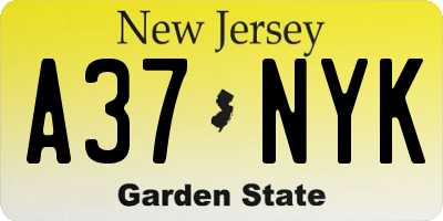 NJ license plate A37NYK