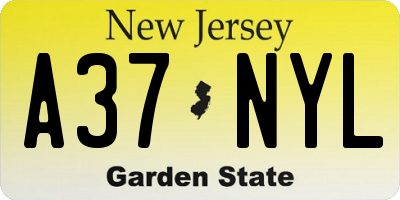 NJ license plate A37NYL