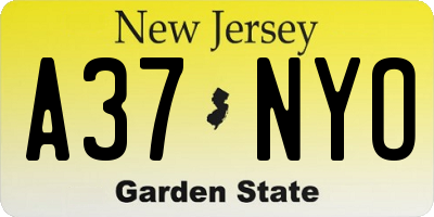 NJ license plate A37NYO