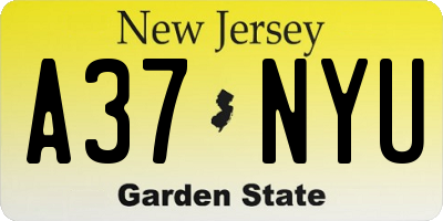 NJ license plate A37NYU