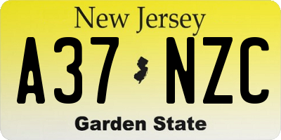 NJ license plate A37NZC
