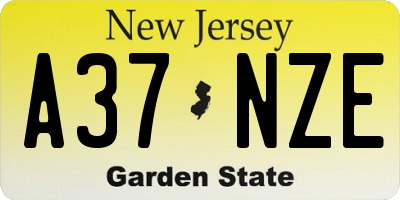 NJ license plate A37NZE