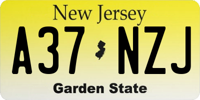NJ license plate A37NZJ