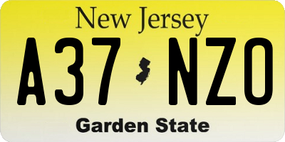 NJ license plate A37NZO