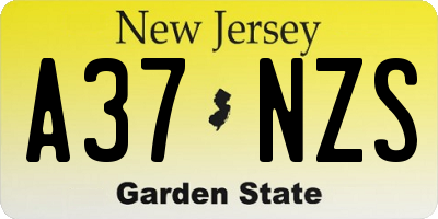 NJ license plate A37NZS