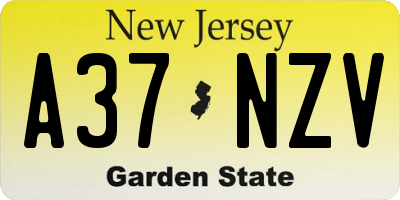 NJ license plate A37NZV