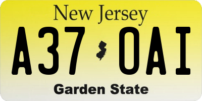 NJ license plate A37OAI
