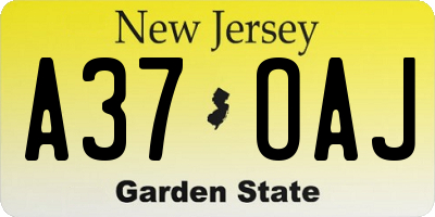 NJ license plate A37OAJ