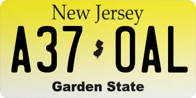 NJ license plate A37OAL