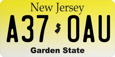 NJ license plate A37OAU