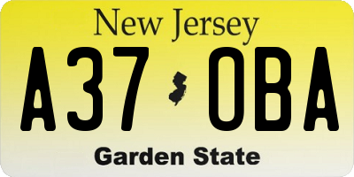 NJ license plate A37OBA
