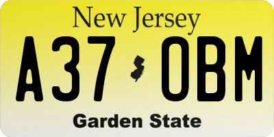 NJ license plate A37OBM