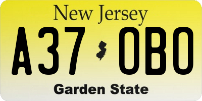 NJ license plate A37OBO